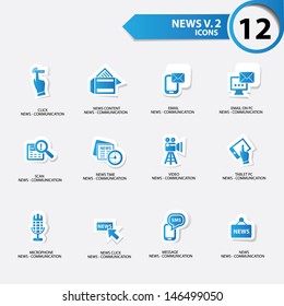 News icon set 2,blue version vector