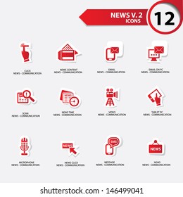 News icon set 2,red version vector