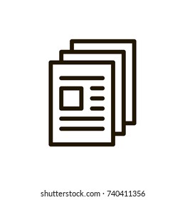 News icon set. Collection of high quality outline paper pictograms in modern flat style. Black information symbol for web design and mobile app on white background. Newspaper line logo.