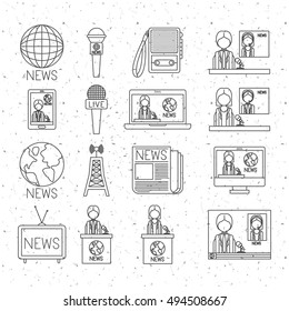 News icon set and media design