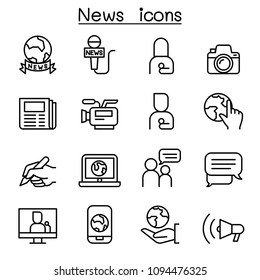 News Icon Set In Thin Line Style