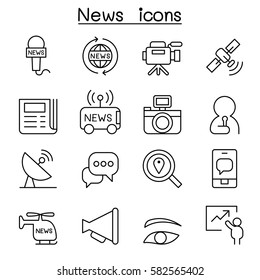 News icon set in thin line style