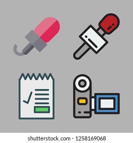 news icon set. vector set about report id, microphone and camcorder icons set.