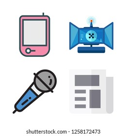 news icon set. vector set about newspaper, radio, microphone and remote control icons set.
