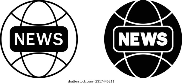 News icon sheet, simple trendy flat style line and solid Isolated vector illustration on white background. For apps, logo, websites, symbol , UI, UX, graphic and web design. EPS 10.