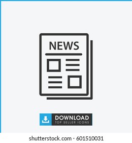 news icon. simple outline news vector icon. on white background.