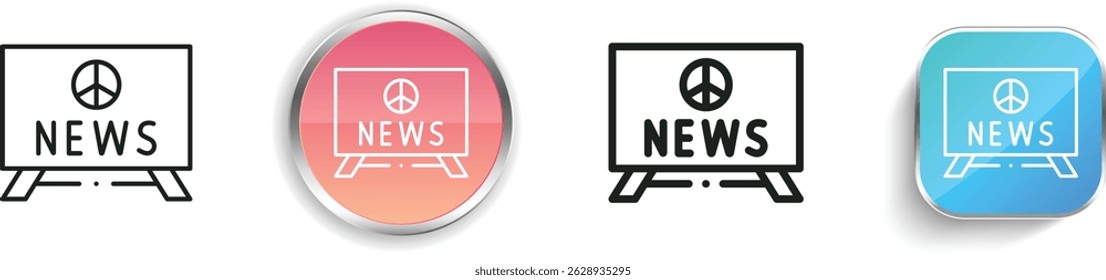 news icon. Thin Linear, Regular and Button Style Design Isolated On White Background