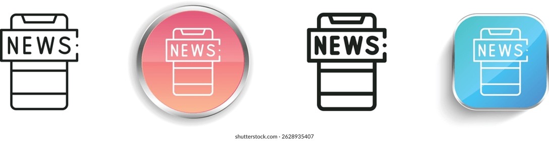news icon. Thin Linear, Regular and Button Style Design Isolated On White Background