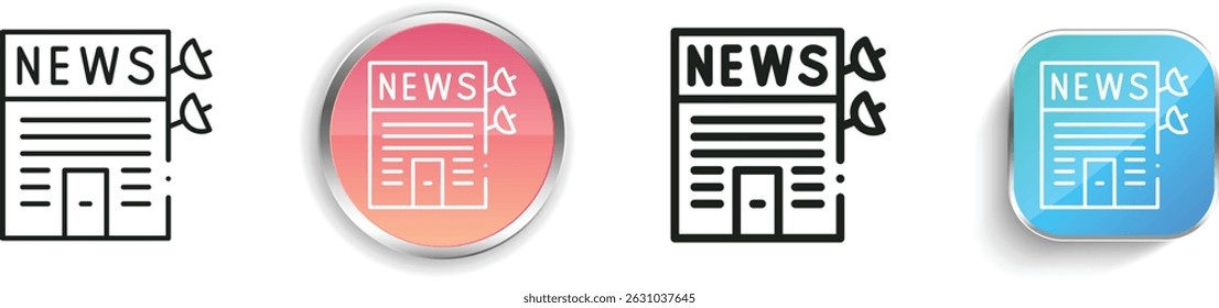 news icon. Thin Linear, Regular and Button Style Design Isolated On White Background