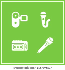 news icon. This set with microphone, recorder and video camera vector icons for mobile and web