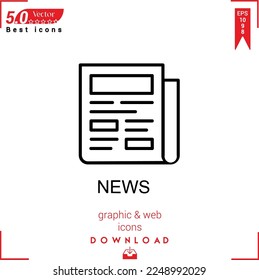 news icon vector . Business marketing management, news icons , simple, isolated, application , logo, flat icon for website design or mobile applications, 
UI  UX design Editable stroke. EPS10