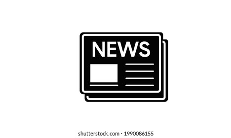 News icon. Vector isolated black and white illustration of a newspaper