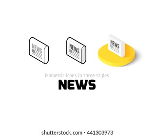 News icon, vector symbol in flat, outline and isometric style