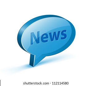 News icon for websites or blogs. Glossy bubble with "News" text. Vector illustrations