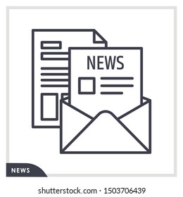 News icon white background flat line icon