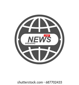 News icon world globe symbol, Breaking News Live in world globe