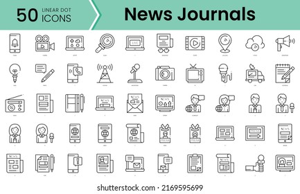 paquete de noticias Icons. Iconos de estilo punto lineal. Ilustración del vector