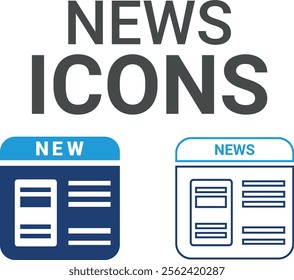 News icons. Containing speak, phone, mail, contact, chat, website, satellite, radio, antenna, message and more. Solid icons collection, vector illustration.