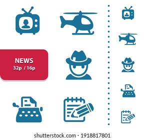 News Icons. Professional, pixel perfect icons, EPS 10 format, optimized for 32p and 16p