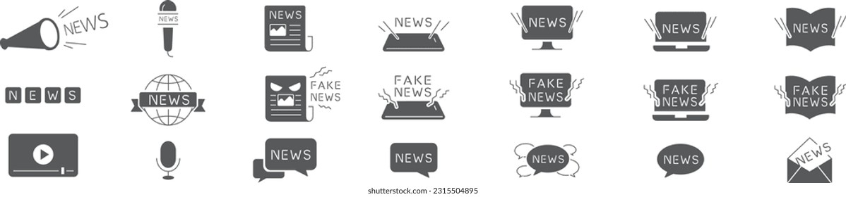 iconos de noticias set ilustración vector