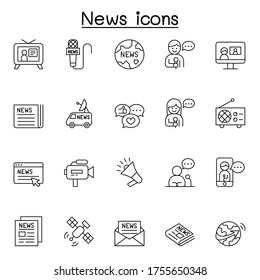 News icons set in thin line style