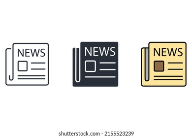símbolos de iconos de noticias elementos vectoriales para web infográfica
