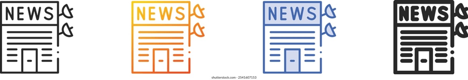 news icon.Thin Linear, Gradient, Blue Stroke and bold Style Design Isolated On White Background