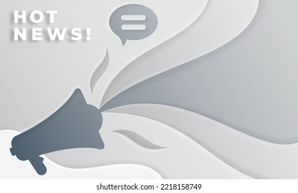 news and information background with megaphone and chat paper cut style vector concept