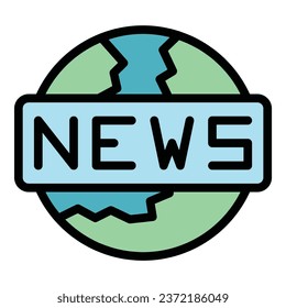 News international icon outline vector. Media studio. Video interview color flat