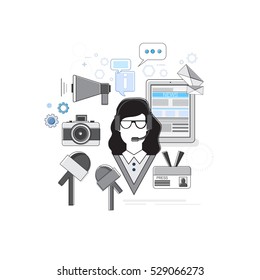 Ilustración de vectores de banner de aplicación de portal de Internet de noticias