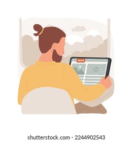 News isolated cartoon vector illustration. Man looking at tablet screen, reading news online, latest news and videos on a website, obtaining information, people lifestyle vector cartoon.