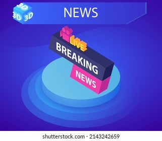 News isometric design icon. Vector web illustration. 3d colorful concept
