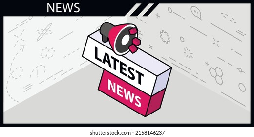 Icono de diseño isométrico de noticias. Ilustración web de vectores. 3.ª colorida concepción
