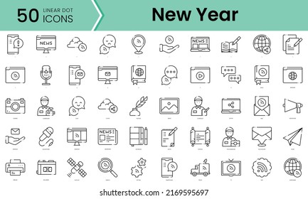 news journal Icons bundle. Linear dot style Icons. Vector illustration