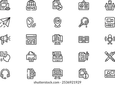 News and journal icons collection is a vector illustration with editable stroke.