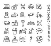 News and journalism related elements representing media communication.