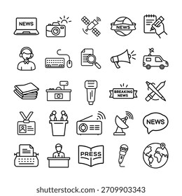 News and journalism related elements representing media communication.