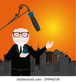 news or journalist illustration over color background