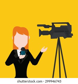 news or journalist illustration over color background