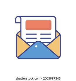 News Letter  vector flat outline fill icon style illustration. EPS 10 file 