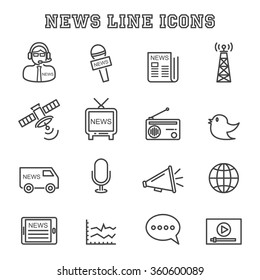 news line icons, mono vector symbols