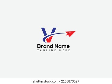 News Logo On Letter V Template. News Logo On V Letter, Initial News Sign Concept Template