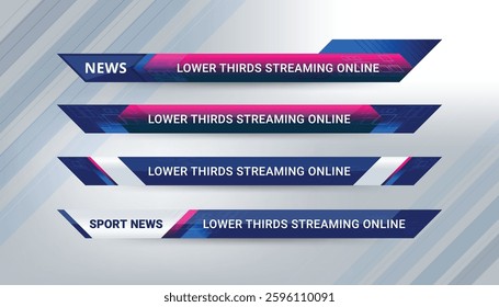 News Lower Third Banner Template for Streaming online, Video and Media Channel