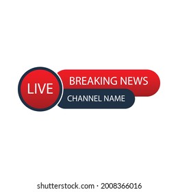 News lower third design for television channels. The metallic color red and black shade lower third for a news channel. The round shape news channel vector design.