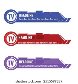 News lower third design template with blue colour Breaking news lower third with red colour  purple colour news lower