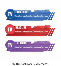 News lower third design template with blue colour Breaking news lower third with red colour  purple colour news lower