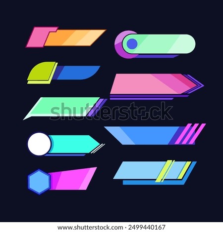 news lower third set cartoon. breaking broadcast, title video, headline channel news lower third sign. isolated symbol vector illustration