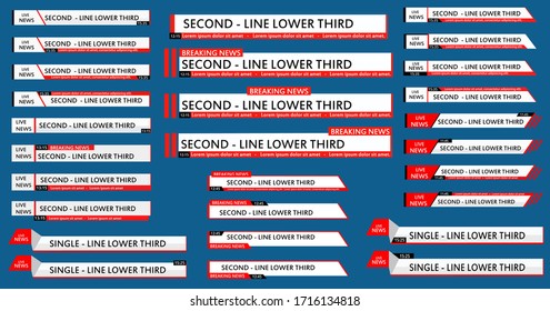 News Lower Thirds Pack.TV News Bars Set Vector. Streaming Video News Sign. Breaking, Sport News. Interface Sign.