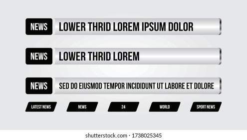 News Lower Thirds Pack Vector. Video News-Signatur Streaming. Breaking, Sport News. Interface-Zeichen. Isolierte Illustration