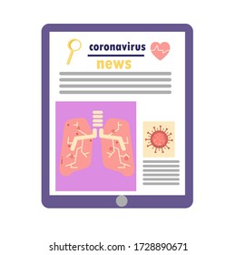  News lung problems in clinic. Concept of coronavirus, pulmonology, medical research and diagnostics, covid-19. Vector illustration in flat design